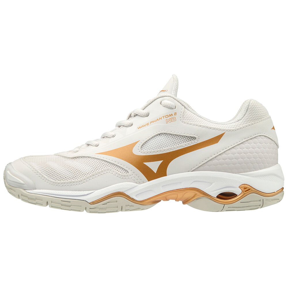 Womens Mizuno WAVE PHANTOM 2 NB Netball Shoes White Philippines (GLWUPR058)